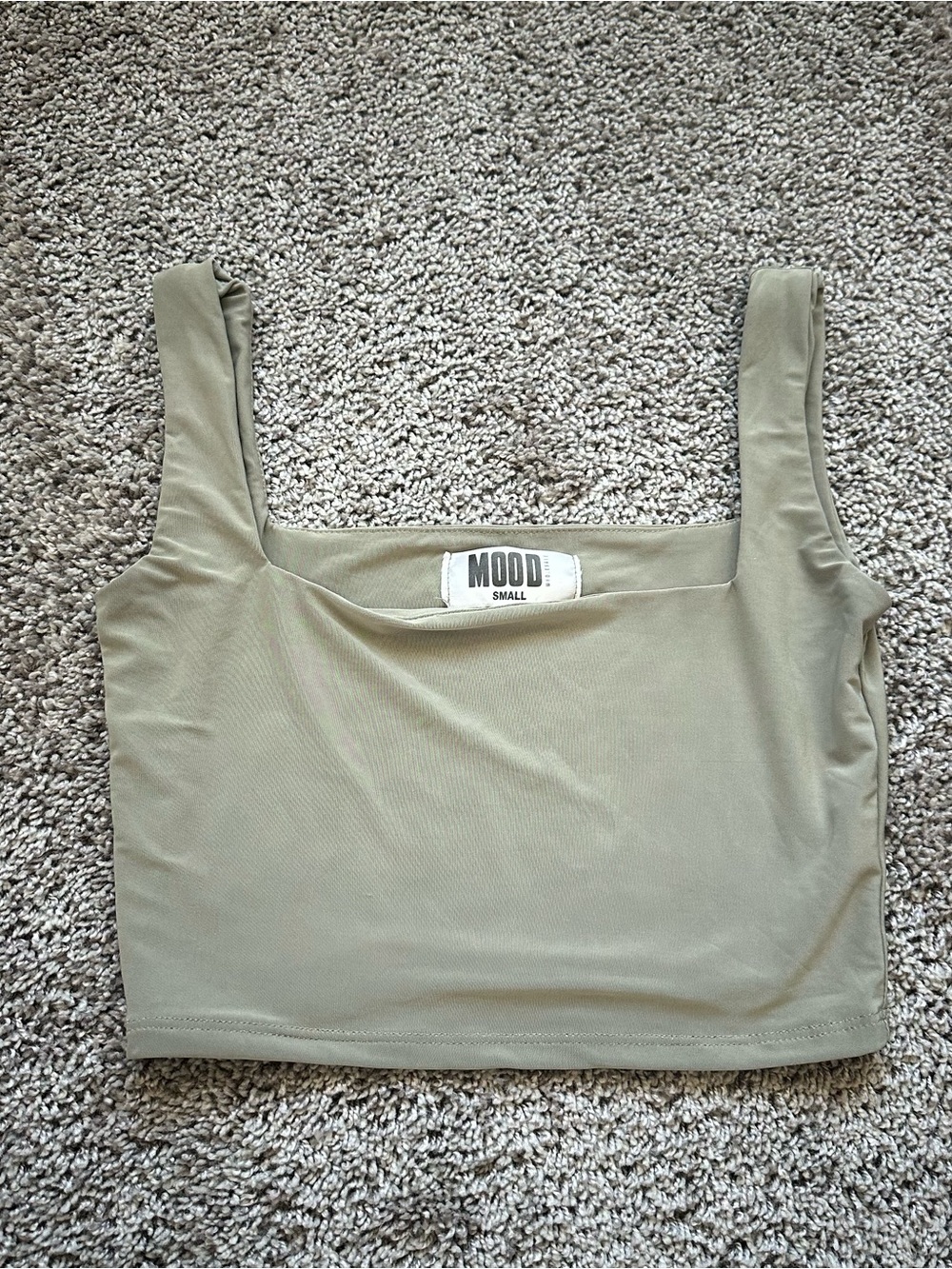 Olive Green Square-Neck Crop Tank